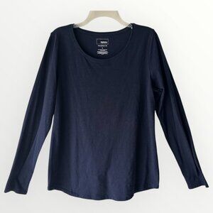Women Sonoma Navy Blue Long Sleeves Tops Blouse Tunics - Size large